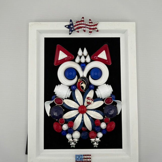 PATRIOTIC OWL 5x7 WHITE FRAME