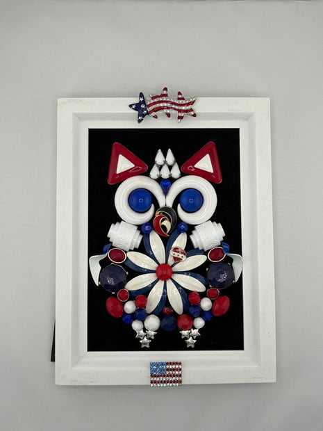 PATRIOTIC OWL 5x7 WHITE FRAME