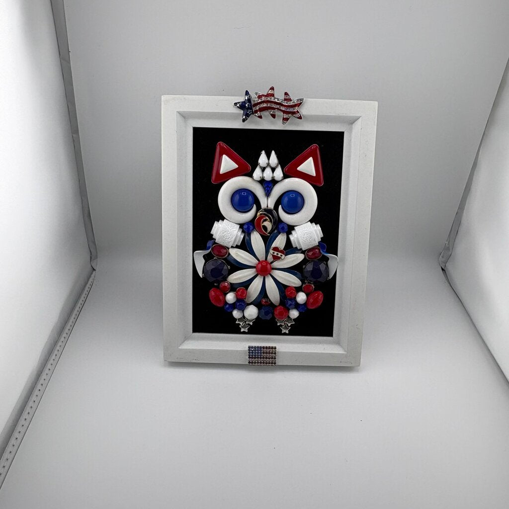 PATRIOTIC OWL 5x7 WHITE FRAME