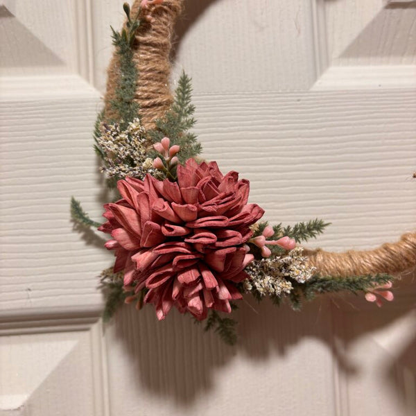 Mini Moon wrapped and decorated with Rust Colored Sola Wood Flowers
