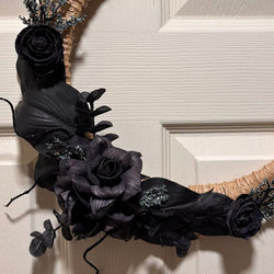 Black Moon made with Black Sola Wood Flowers and pops of blue - view 3