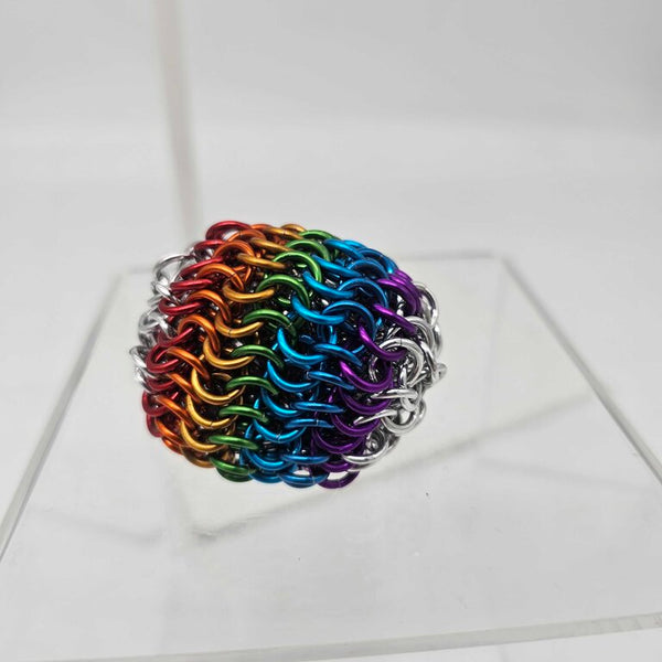 Rainbow and Silver juggling ball/foot bag - aluminum, 2 ounce