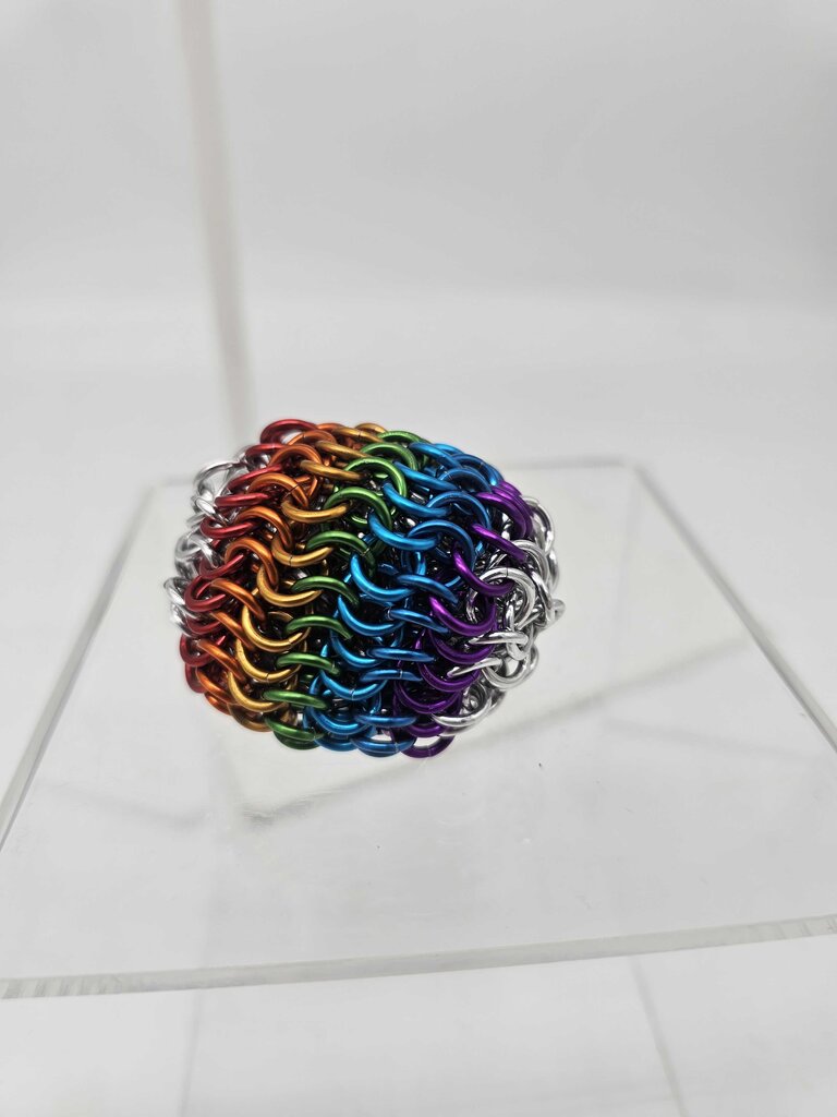 Rainbow and Silver juggling ball/foot bag - aluminum, 2 ounce