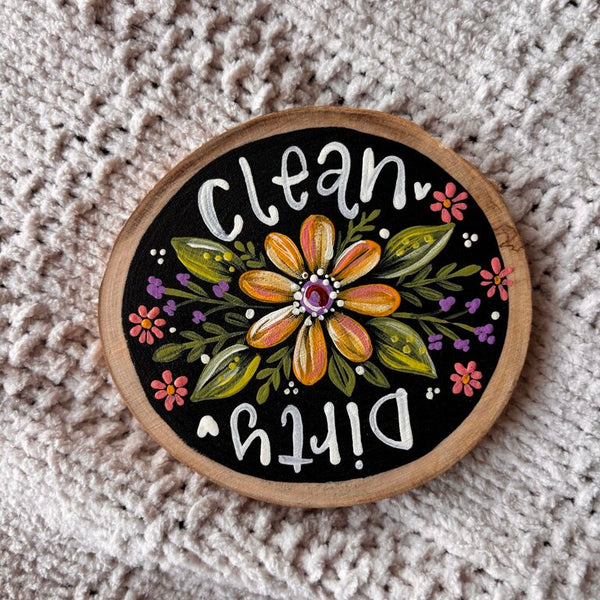 Yellow Floral Dishwasher Magnet