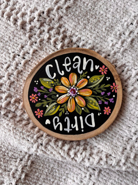 Yellow Floral Dishwasher Magnet