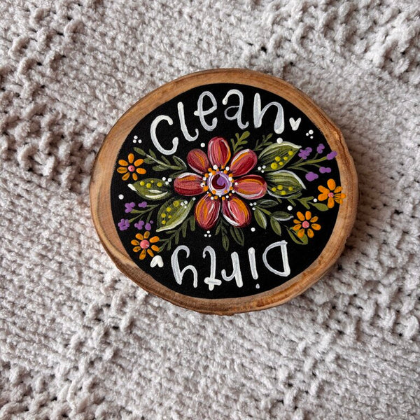 Maroon Floral Dishwasher Magnet