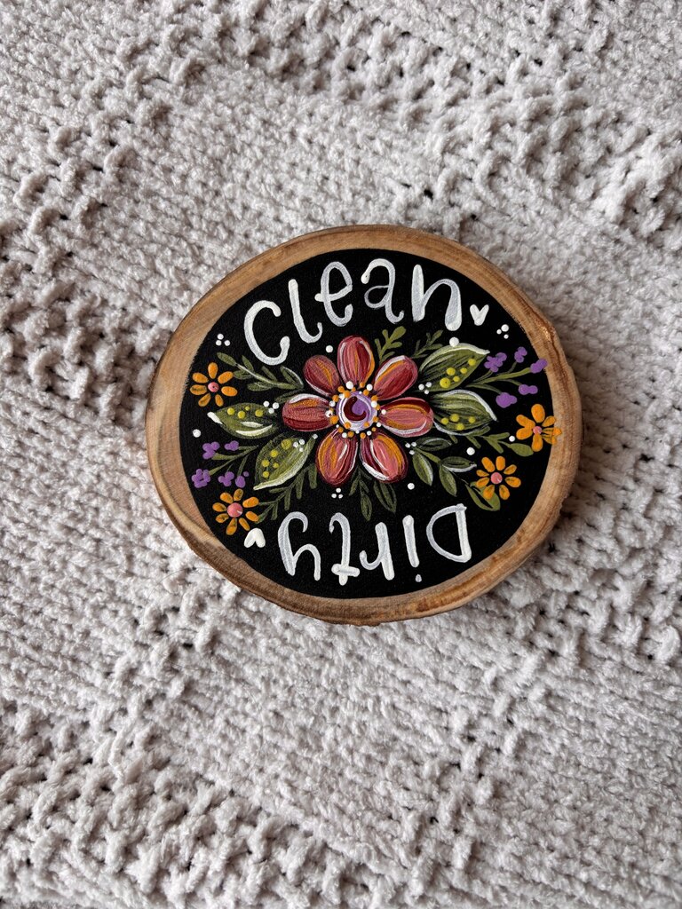 Maroon Floral Dishwasher Magnet