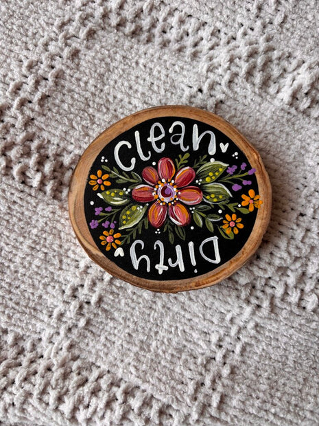 Maroon Floral Dishwasher Magnet