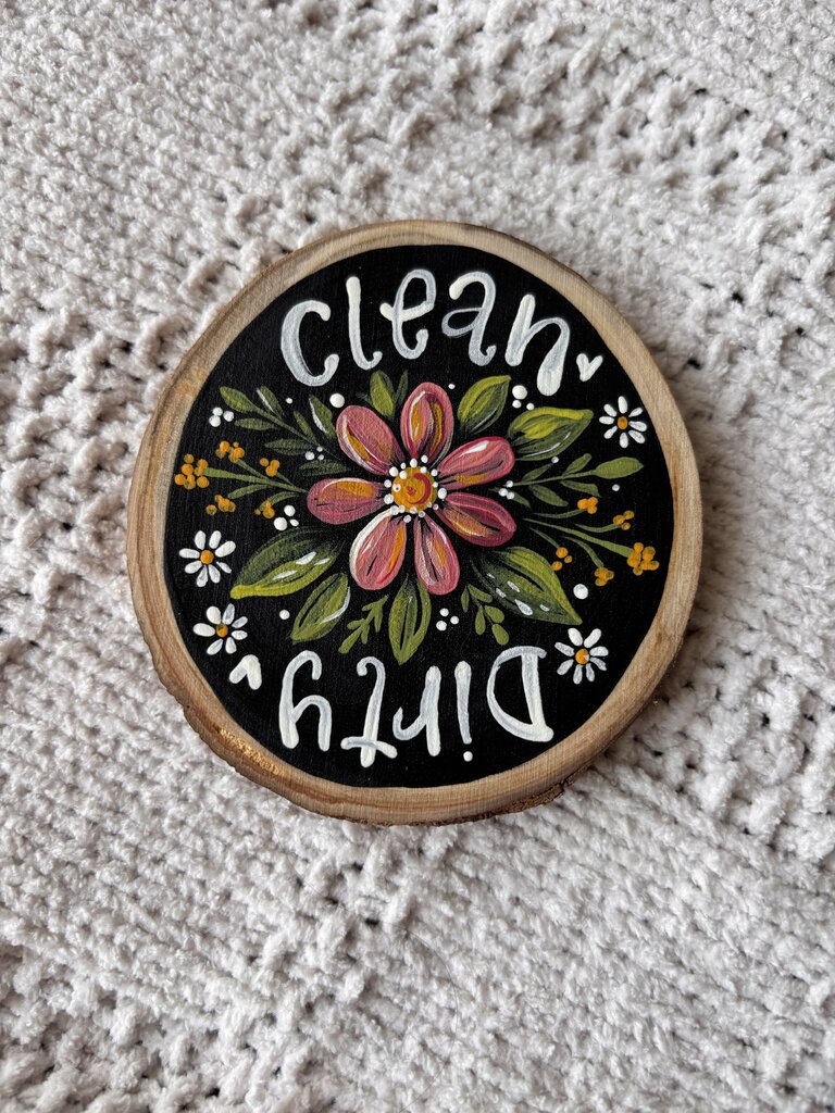 Pink Floral Dishwasher Magnet
