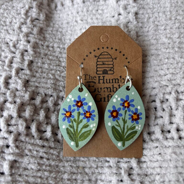 Mint and blue leaf Earrings