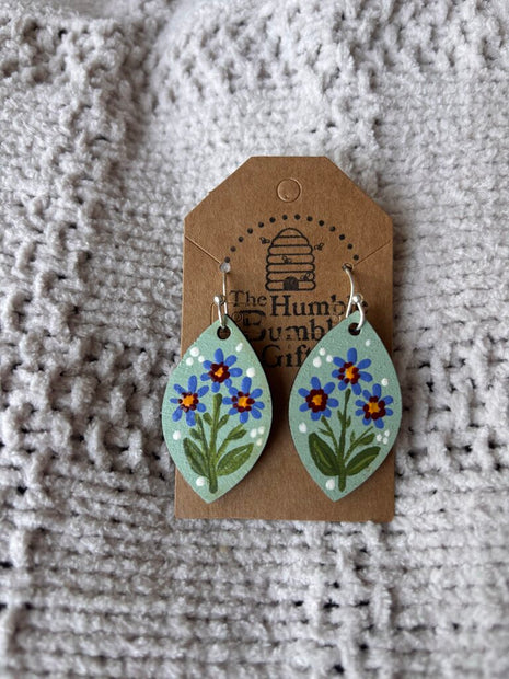 Mint and blue leaf Earrings