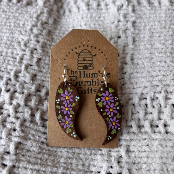 Purple paisley drop Earrings