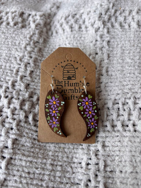 Purple paisley drop Earrings