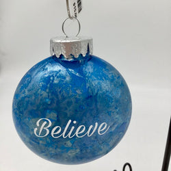 3" Flat Ornament- Blue/Believe/letitsnow - view 1