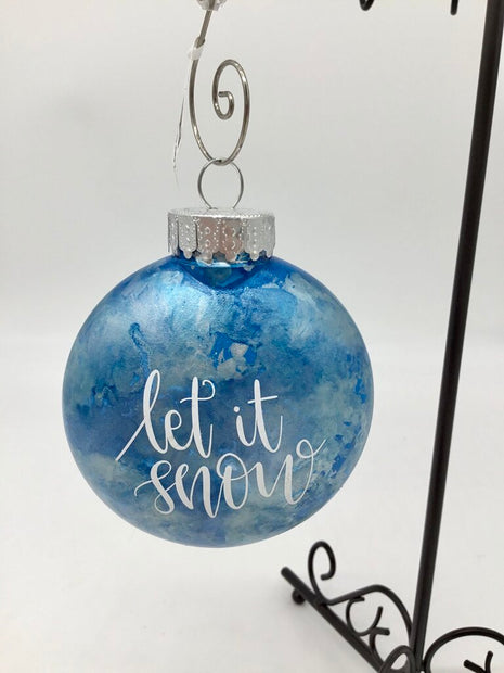 3" Flat Ornament- Blue/Believe/letitsnow