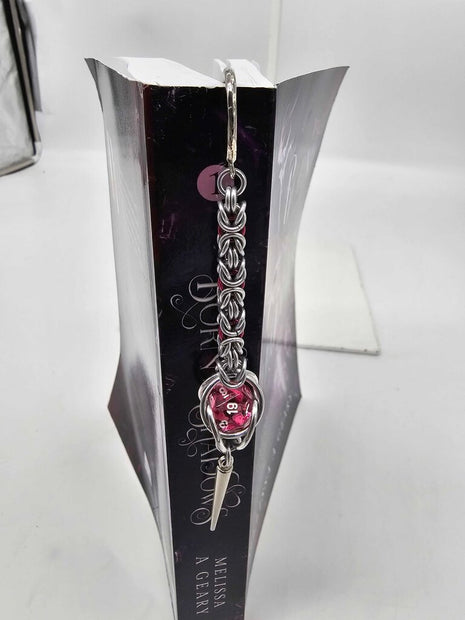 Silver Pink Byzantine with Pink d20 Bookmark