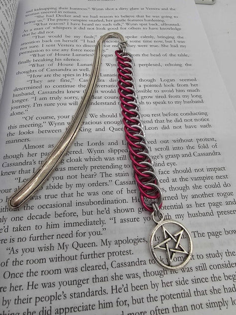 Silver Pink Half Persian 4-1 with Pentacle Charm Bookmark