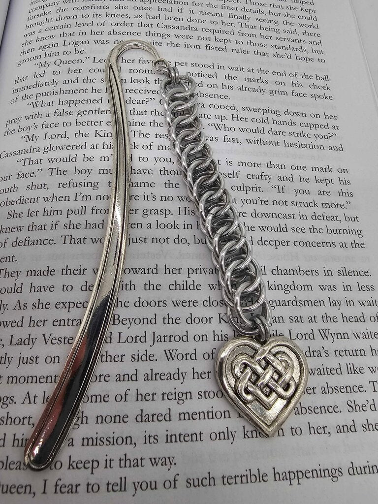Silver Half Persian 4-1 with Celtic Heart Charm Bookmark