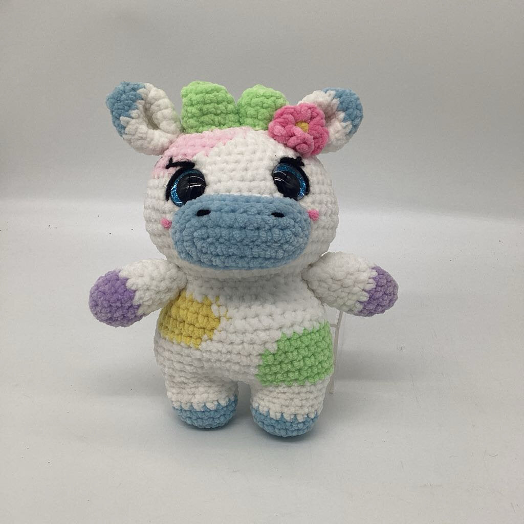 Crochet Standing Cow with Flower