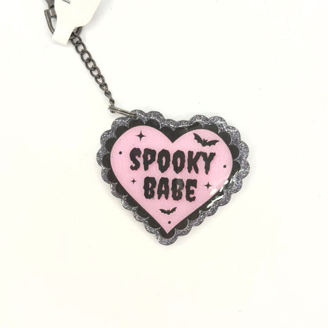 Spooky Babe Heart Keychain