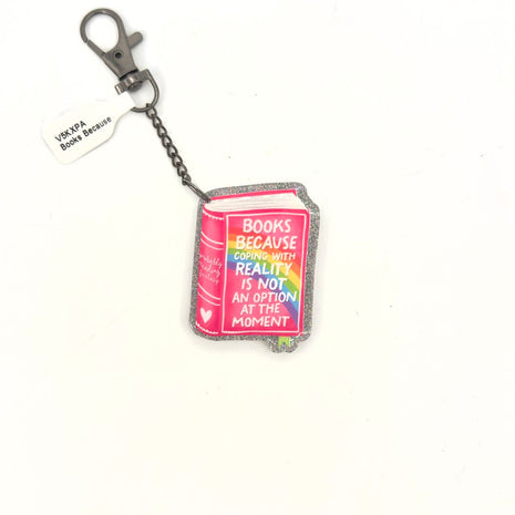 Books Because Coping with Reality Keychain