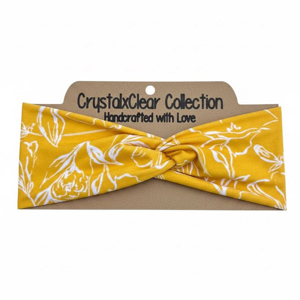 Mustard Floral II Soft Stretch Twist Knot Headband