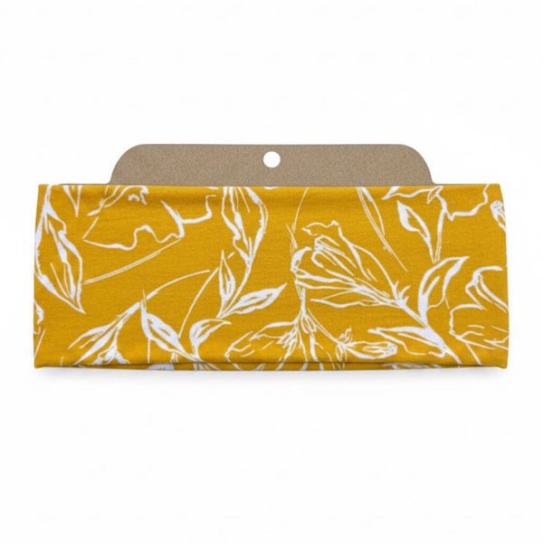 Mustard Floral II Soft Stretch Twist Knot Headband