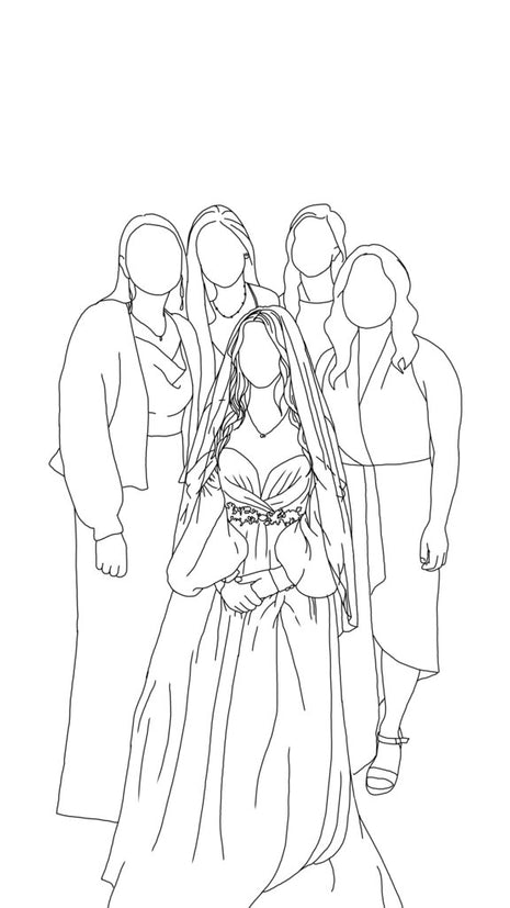 5-6 People Custom Outline Portrait