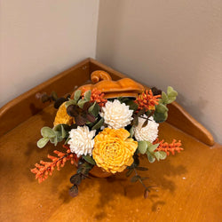 Small Ceramic Pumpkin filled with Sola Wood Flowers - view 2