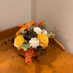 Small Ceramic Pumpkin filled with Sola Wood Flowers - view 3