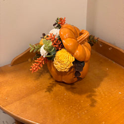 Small Ceramic Pumpkin filled with Sola Wood Flowers - view 5