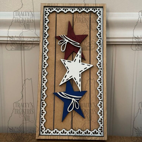 Vintage Lace Frame Summer July Stars
