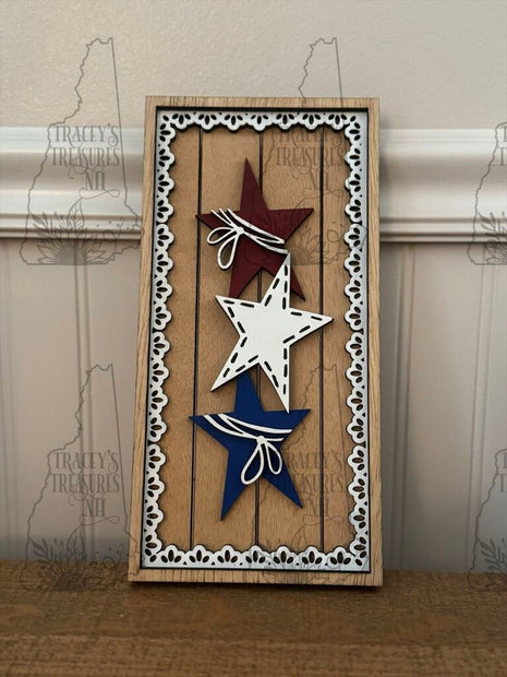 Vintage Lace Frame Summer July Stars