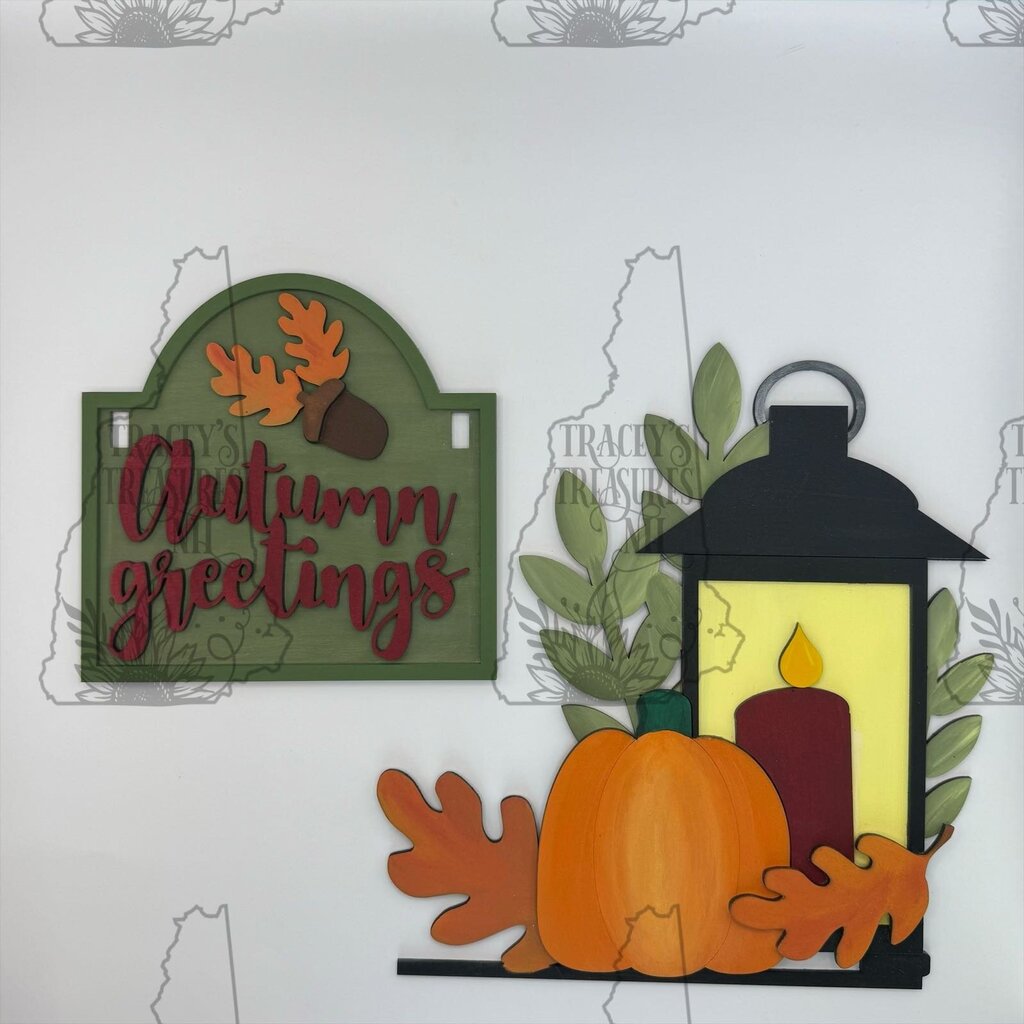 Mini Post Interchangeable Sign insert Hello Fall Lantern