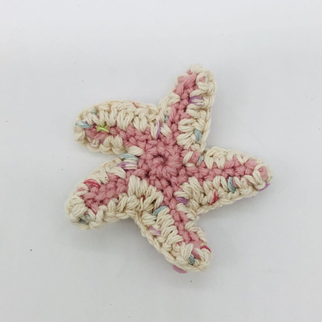 Coral and Speckled Linen Beaded Starfish