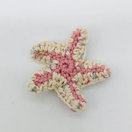 Coral and Speckled Linen Beaded Starfish