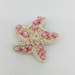 Coral and Speckled Linen Beaded Starfish - view 2
