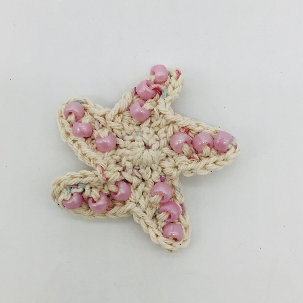 Coral and Speckled Linen Beaded Starfish