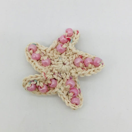 Coral and Speckled Linen Beaded Starfish