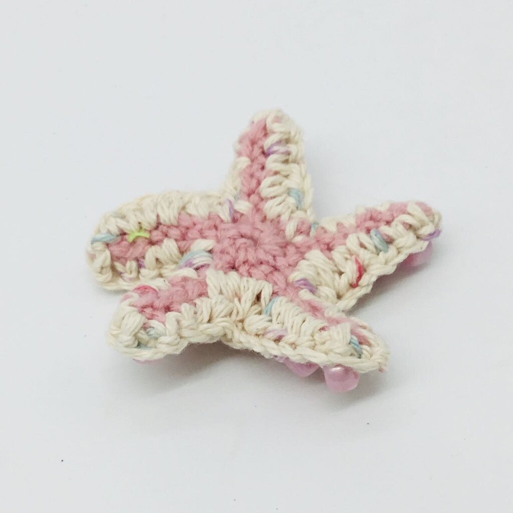 Coral and Speckled Linen Beaded Starfish