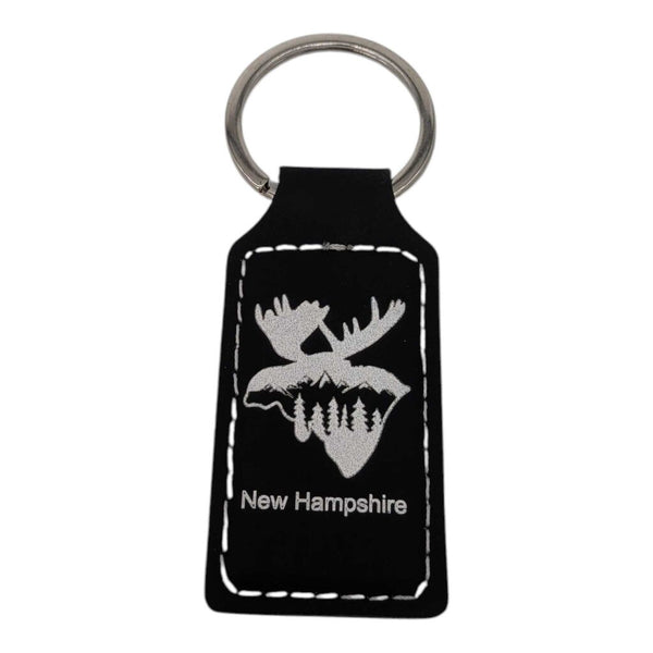 NH Souvenir Moose Keychain Black Leather
