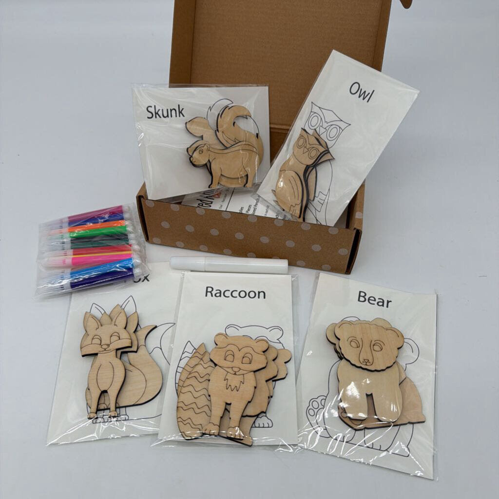 Color Your Own Kit - Woodland Animals - w/ Markers