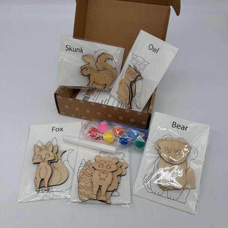 Color Your Own Kit - Woodland Animals - w/ Paint
