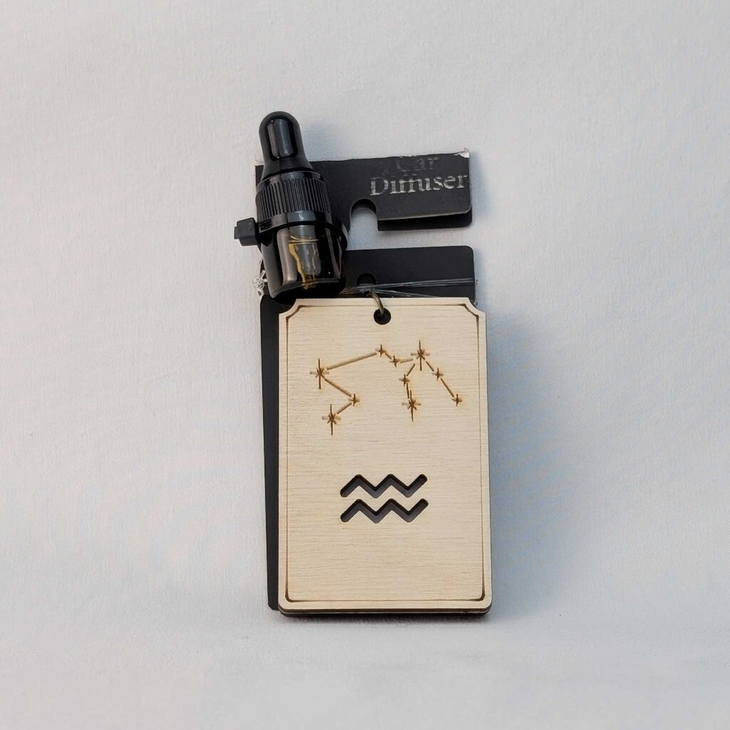 Zodiac Car Diffuser - Aquarius natural wood