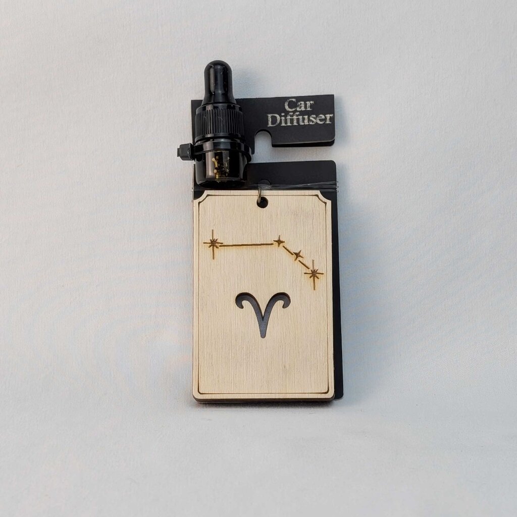 Zodiac Car Diffuser - Aries natural wood