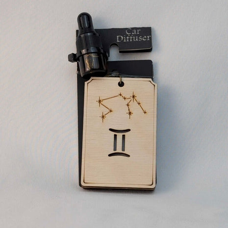 Zodiac Car Diffuser - Gemini natural wood