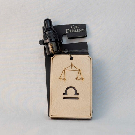 Zodiac Car Diffuser - Libra natural wood