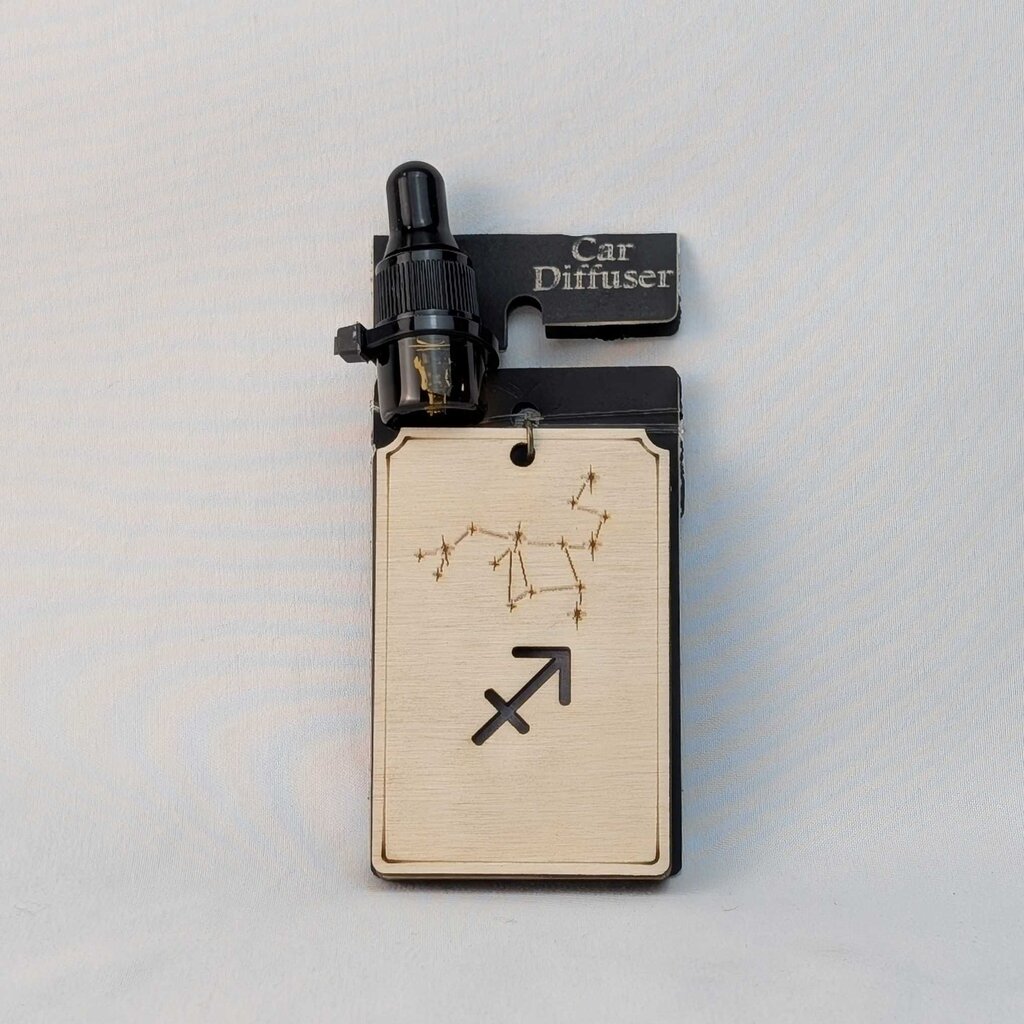 Zodiac Car Diffuser - Sagitarius natural wood