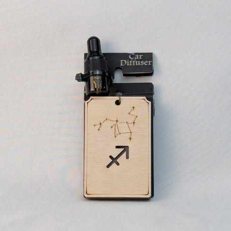 Zodiac Car Diffuser - Sagitarius natural wood
