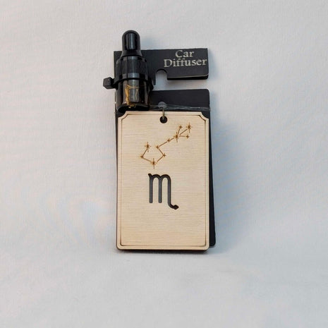 Zodiac Car Diffuser - Scorpio Natural wood